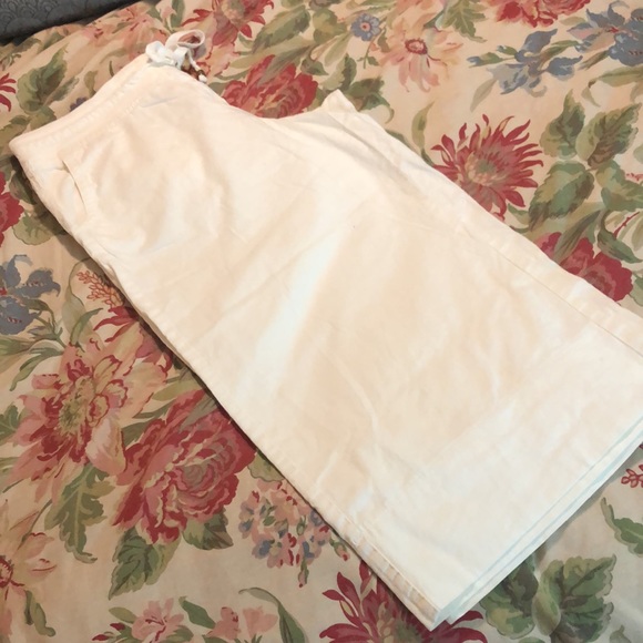ANN TAYLOR LOFT Size 14 Marisa Wide Leg Crop Linen Cotton Summer Cozy $109 NEW - Picture 6 of 16